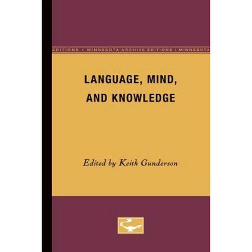Language Mind and Knowledge Paperback, Univ of Chicago Behalf of Minnesota Univ Pres