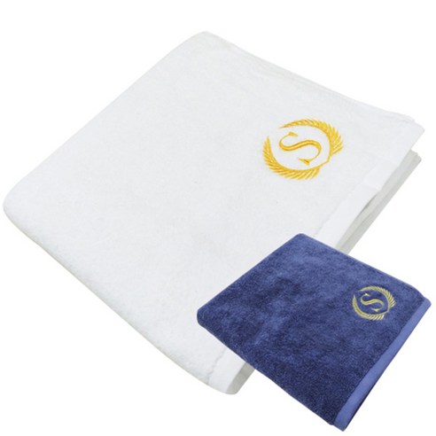 송월타월 슈퍼클래스 B450 바스타올 480g 면사, 흰색, 청색, 2장