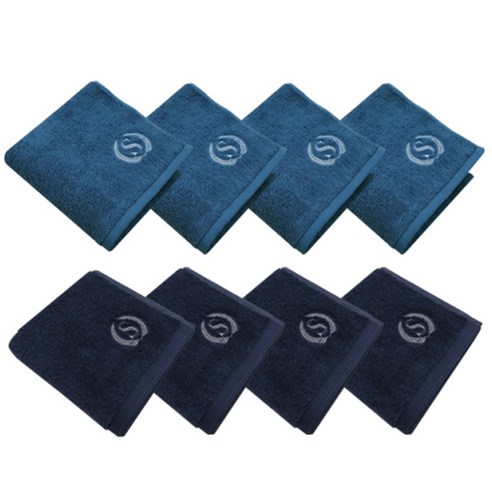 송월타월 슈퍼클래스 S70 세면타올 170g x 4p 파랑 + S90 세면타올 190g x 4p, 청색, 1세트