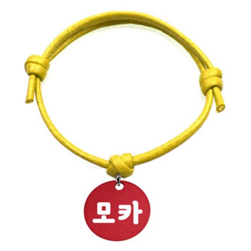 펫츠룩 굿모닝 옐로 반려동물 목걸이 M + 알미늄원형 팬던트 S, 레드(모카), 1개