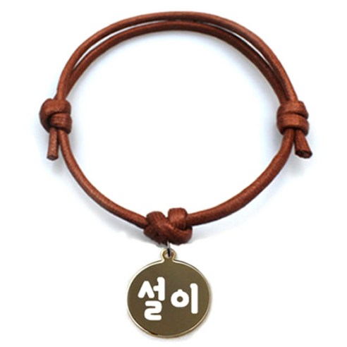 펫츠룩 굿모닝 카라멜 반려동물 목걸이 M + 메탈원형 팬던트 M, 골드(설이), 1개