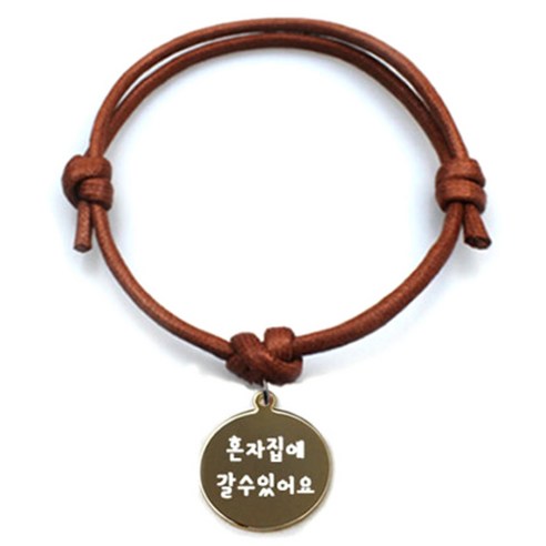 펫츠룩 굿모닝 카라멜 반려동물 목걸이 M + 메탈원형 팬던트 M, 골드(혼자집에갈수있어요), 1개