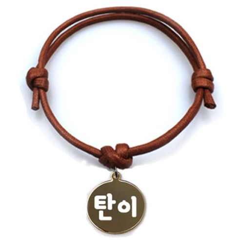 펫츠룩 굿모닝 카라멜 반려동물 목걸이 M + 메탈원형 팬던트 S, 골드(탄이), 1개