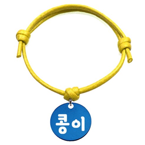 펫츠룩 굿모닝 옐로 반려동물 목걸이 M + 알미늄원형 팬던트 S, 블루(콩이), 1개