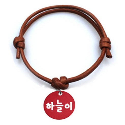 펫츠룩 굿모닝 카라멜 반려동물 목걸이 M + 알미늄원형 팬던트 M, 레드(하늘이), 1개