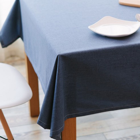 이코디 리넨 카페테리아 테이블 보, 블루, 130 x 170 cm