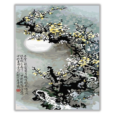 아트조이 DIY 명화 그리기 세트 40 x 50 cm 세로형, 달과 매화, 1개