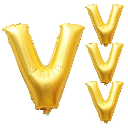 인터팝 파티팝 파티용품 알파벳 40인치 풍선, 골드(V), 4개입