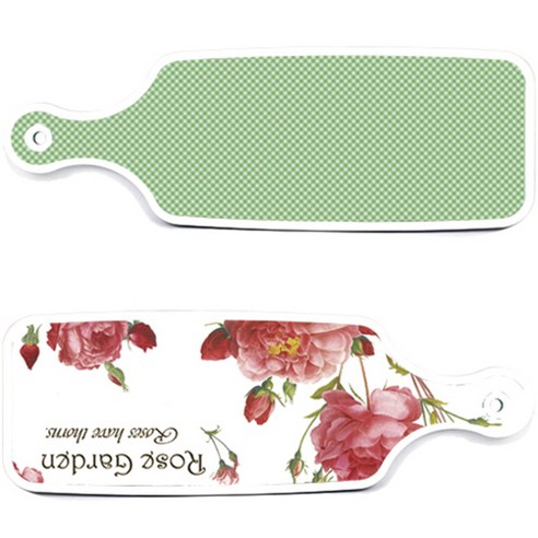 로엠디자인 서빙 도마 보드 2p Rose Garden 세트, Rose Garden, 초록색 체크, 1세트