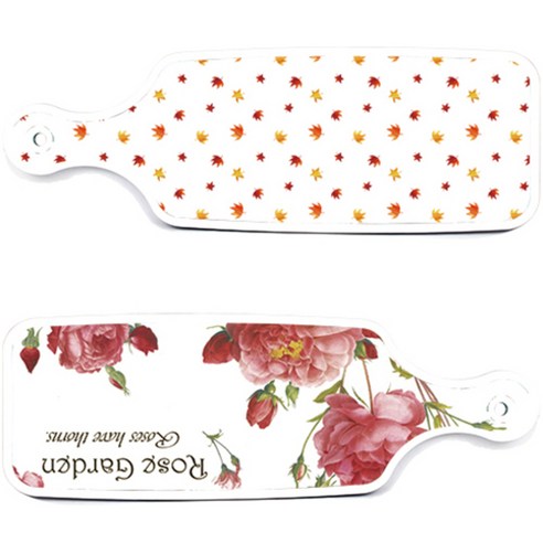 로엠디자인 서빙 도마 보드 2p Rose Garden 세트, Rose Garden, 낙엽 화이트, 1세트