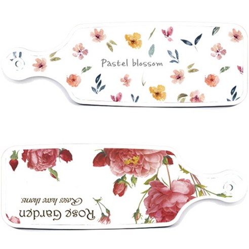로엠디자인 서빙 도마 보드 2p Rose Garden 세트, Rose Garden, 파스텔 플라워 패턴, 1세트