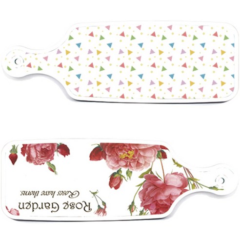 로엠디자인 서빙 도마 보드 2p Rose Garden 세트, Rose Garden, Happy 삼각 패턴, 1세트