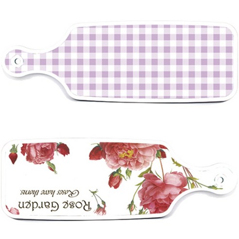 로엠디자인 서빙 도마 보드 2p Rose Garden 세트, Rose Garden, 체크 파스텔 보라, 1세트