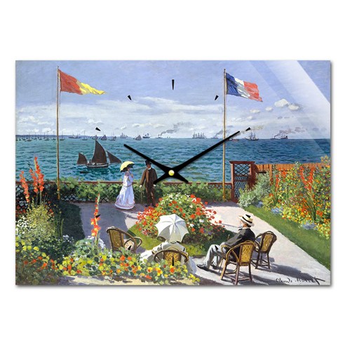 더윤 레티나 명화 벽시계 모네 생아르스의 정원 30 x 42 cm, 혼합 색상