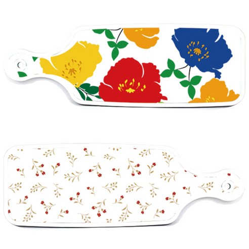 로엠디자인 국화블루화이트보드 서빙 도마 보드 2p 세트, 국화블루화이트보드, 장단색꽃고비, 1세트