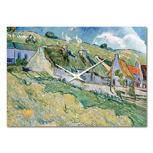 더윤 레티나 명화 벽시계 42 x 30 cm, 고흐 오베르 쉬르 우아즈의 오두막집