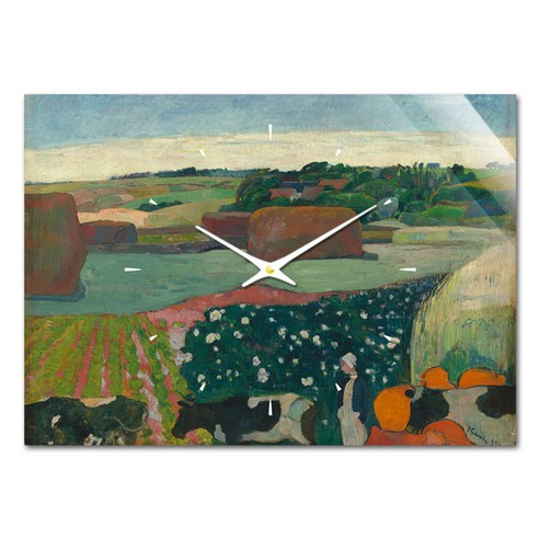 더윤 레티나 명화 벽시계 42 x 30 cm, 고갱 브리타뉴의 건초더미