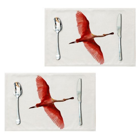 아울리빙 아이러브 플라밍고 식탁매트 2p, A, 44 x 28 cm