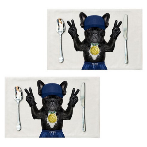아울리빙 간지나는 강아지 식탁매트 2p, J, 44 x 28 cm