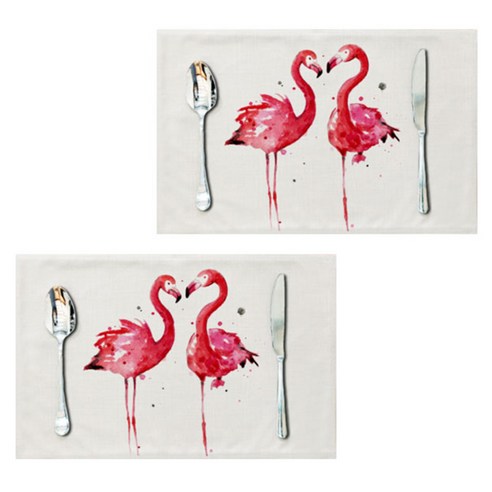 아울리빙 아이러브 플라밍고 식탁매트 2p, C, 44 x 28 cm