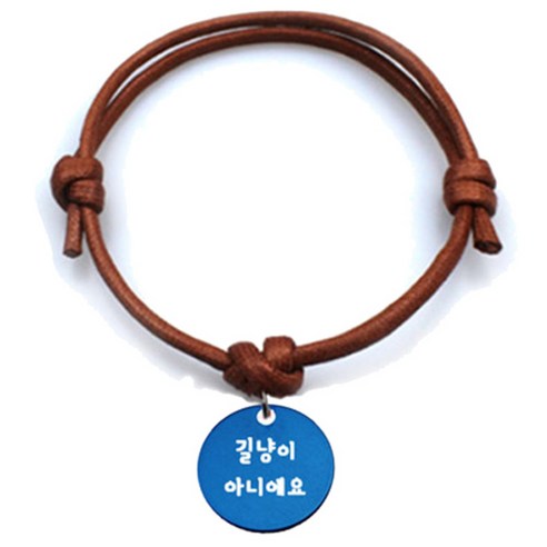 펫츠룩 굿모닝 카라멜 반려동물 목걸이 M + 알미늄원형 팬던트 S, 블루(길냥이아니에요), 1개
