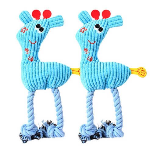 에이프릴 반려동물 기린 봉제 로프 인형 장난감 29 x 10 x 4 cm, 블루, 2개입