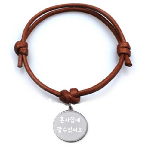 펫츠룩 굿모닝 카라멜 반려동물 목걸이 M + 메탈원형 팬던트 M, 실버(혼자집에갈수있어요), 1개