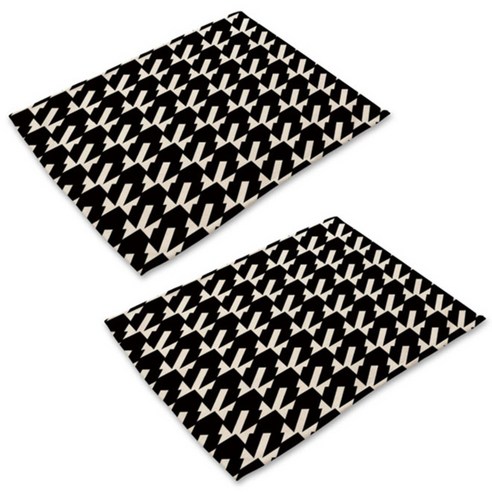 아울리빙 블랙패턴 디자인 식탁매트 2p, F, 42 x 32 cm