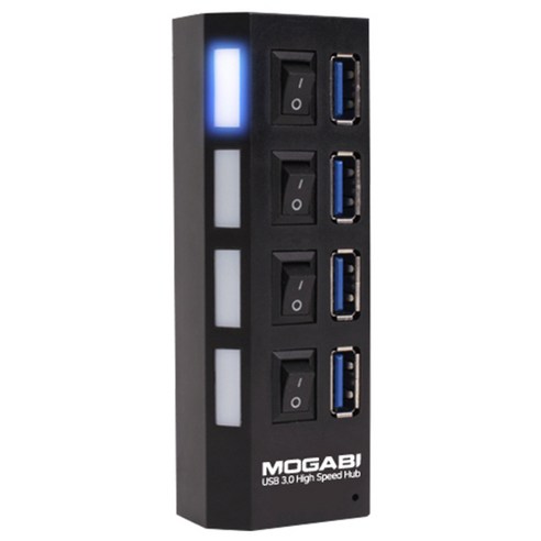 모가비 4포트 USB 3.1 Gen1 허브 MOG-030, 블랙