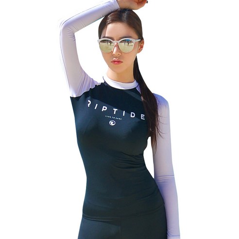 헤링본 여성용 배색 래쉬가드 상의 R202