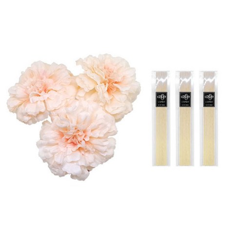 아제르퍼시픽 레스쁘리 조화 지니아 피치 3p + 우드스틱 30p + 디퓨저 리필 80ml, 실버마운틴워터