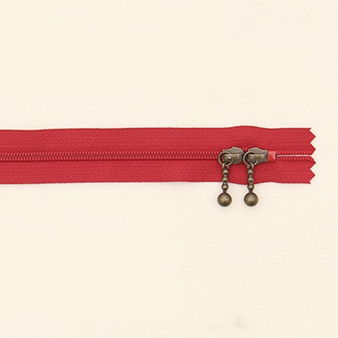 YKK 슬림 코일 지퍼 내추럴 50cm, 레드, 10개입