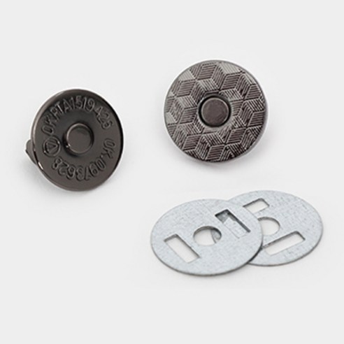해피베어스 슬림 원형 자석단추 2p 세트 18mm, 메탈그레이, 6세트