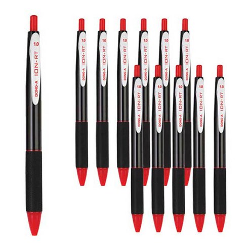 동아 이온RT 볼펜 1.0mm, RED, 12개입