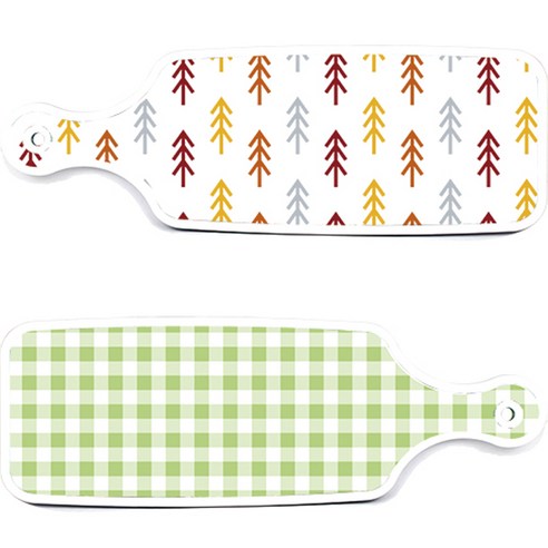 로엠디자인 서빙 도마 보드 2p 체크파스텔그린 세트, 체크파스텔그린, 소나무화이트, 1세트