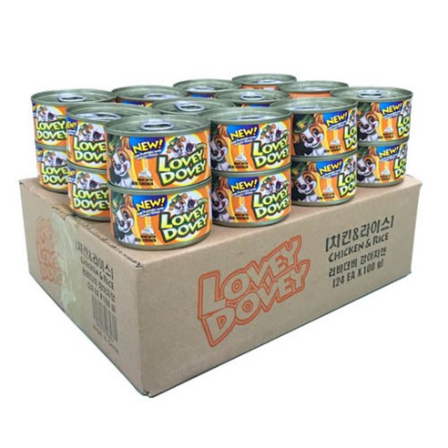 러비더비 강아지 간식 캔 100g, 치킨 + 라이스 혼합맛, 24개