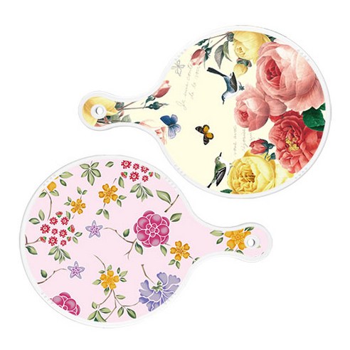 로엠디자인 서빙 원형 보드 도마 PrettyRoses 2p 세트, PrettyRoses, 로맨틱레드floral연분홍색, 1세트
