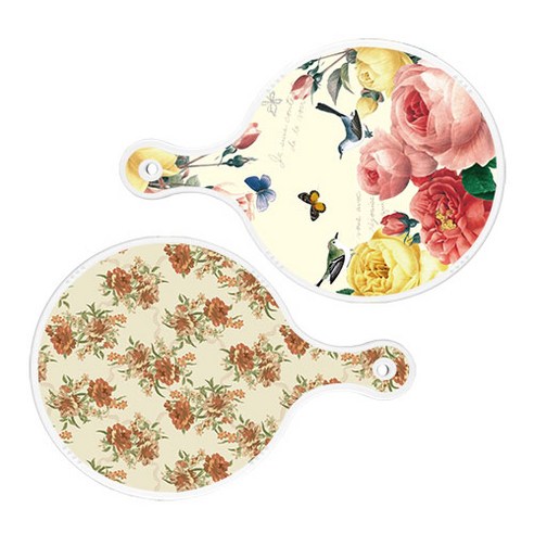 로엠디자인 서빙 원형 보드 도마 PrettyRoses 2p 세트, PrettyRoses, 두목색플라워, 1세트