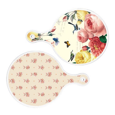 로엠디자인 서빙 원형 보드 도마 PrettyRoses 2p 세트, PrettyRoses, 담황색꽃다발, 1세트