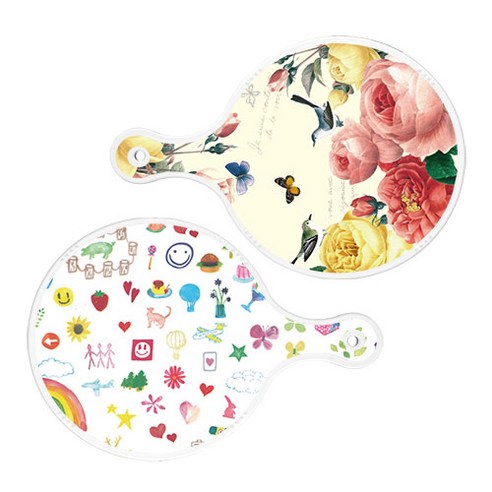 로엠디자인 서빙 원형 보드 도마 PrettyRoses 2p 세트, PrettyRoses, 수채화아트클립, 1세트
