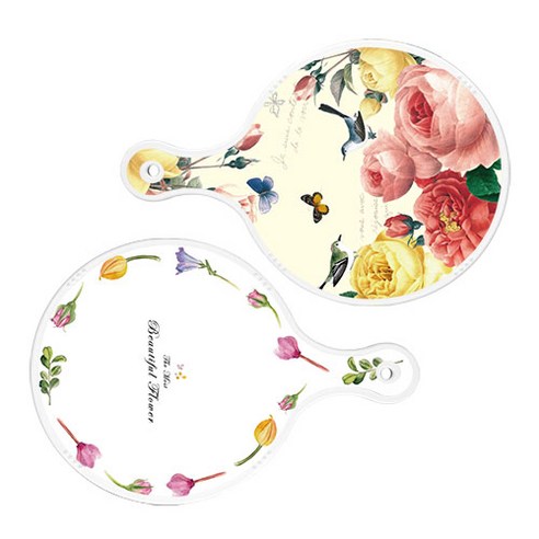 로엠디자인 서빙 원형 보드 도마 PrettyRoses 2p 세트, PrettyRoses, 로맨틱패턴플라워라인, 1세트