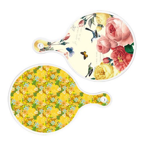 로엠디자인 서빙 원형 보드 도마 PrettyRoses 2p 세트, PrettyRoses, 노란장미넝쿨, 1세트