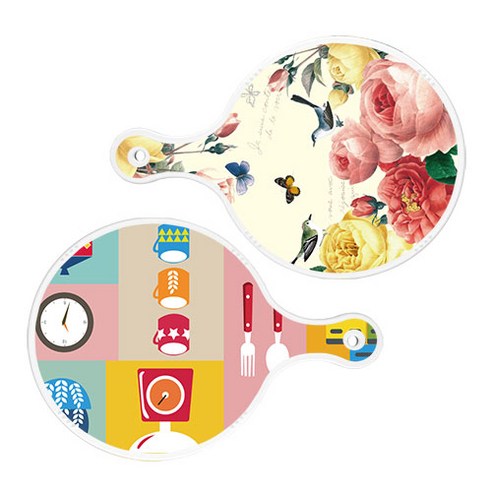 로엠디자인 서빙 원형 보드 도마 PrettyRoses 2p 세트, PrettyRoses, 주방패턴, 1세트