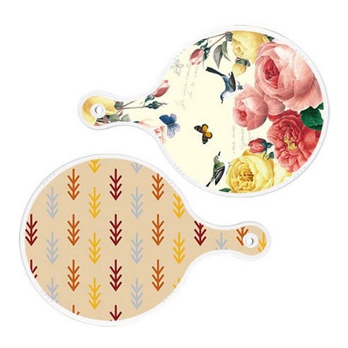 로엠디자인 서빙 원형 보드 도마 PrettyRoses 2p 세트, PrettyRoses, 소나무두목색, 1세트