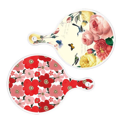 로엠디자인 서빙 원형 보드 도마 PrettyRoses 2p 세트, PrettyRoses, 붉은빛동백, 1세트
