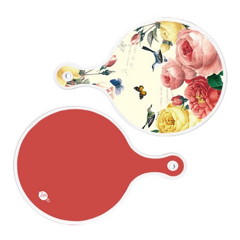 로엠디자인 서빙 원형 보드 도마 PrettyRoses 2p 세트, PrettyRoses, 레드, 1세트