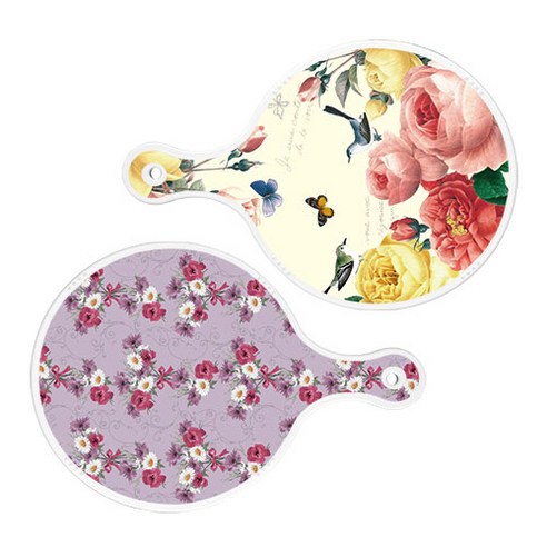 로엠디자인 서빙 원형 보드 도마 PrettyRoses 2p 세트, PrettyRoses, 벽람색플라워, 1세트
