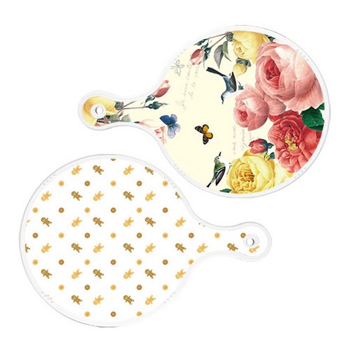 로엠디자인 서빙 원형 보드 도마 PrettyRoses 2p 세트, PrettyRoses, 쿠키, 1세트