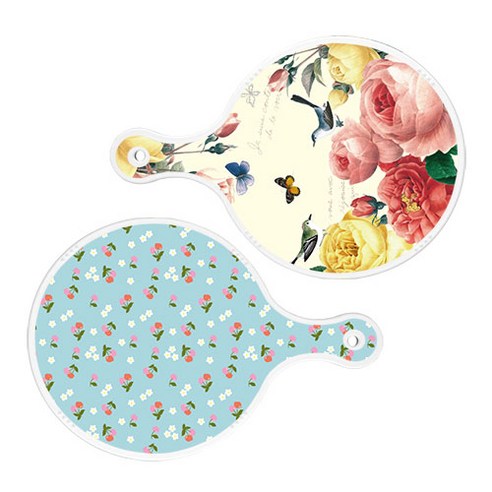 로엠디자인 서빙 원형 보드 도마 PrettyRoses 2p 세트, PrettyRoses, 천청색체리, 1세트
