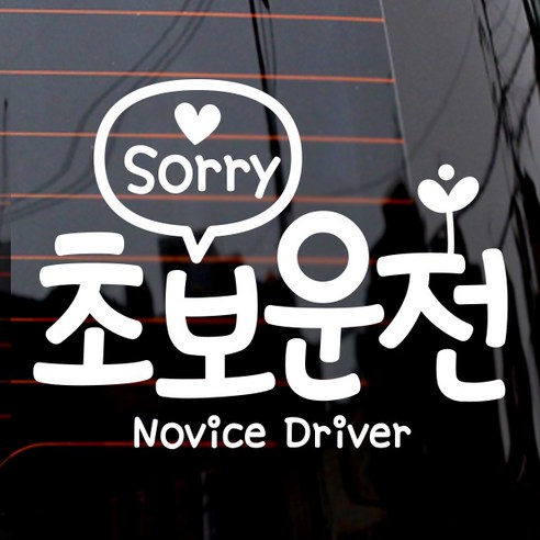 제제데코 문구쏘리 초보 자동차 스티커, 화이트, 1개